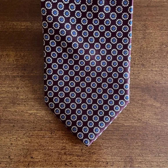 Brown and Blue Men’s Wide Tie - Picture 3 of 5